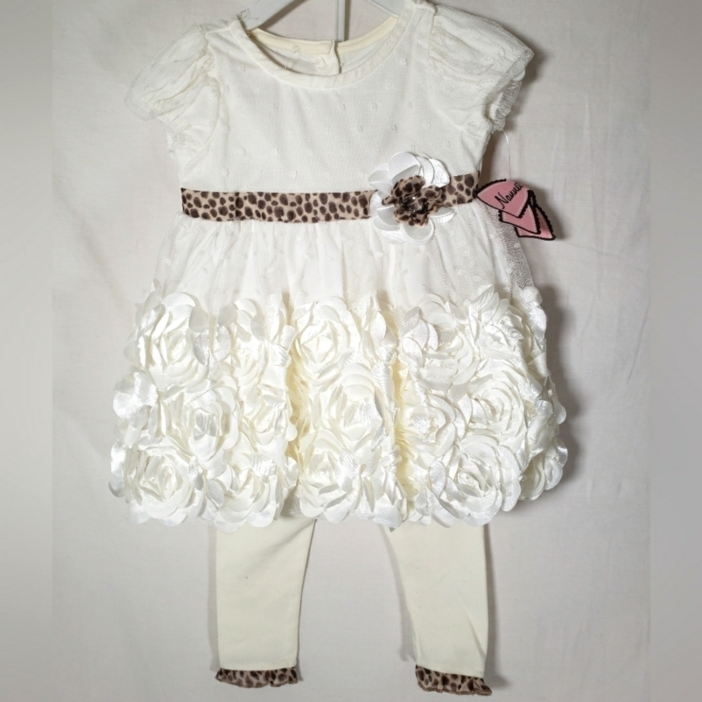 NWT Nannette Baby Ivory 2 Piece Set with Leggings Sz 12 Months